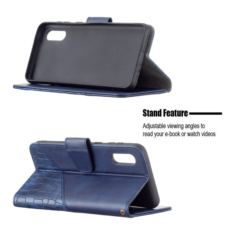 For Samsung Galaxy A02 / M02 Matching Color Crocodile Texture Horizontal Flip PU Leather Case with Wallet & Holder & Card Slots(Blue) by buy2fix