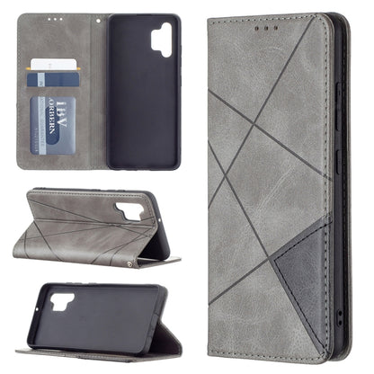 For Samsung Galaxy A32 4G Rhombus Texture Horizontal Flip Magnetic Leather Case with Holder & Card Slots(Grey) by buy2fix