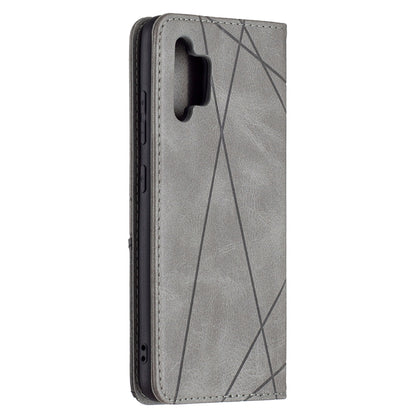For Samsung Galaxy A32 4G Rhombus Texture Horizontal Flip Magnetic Leather Case with Holder & Card Slots(Grey) by buy2fix