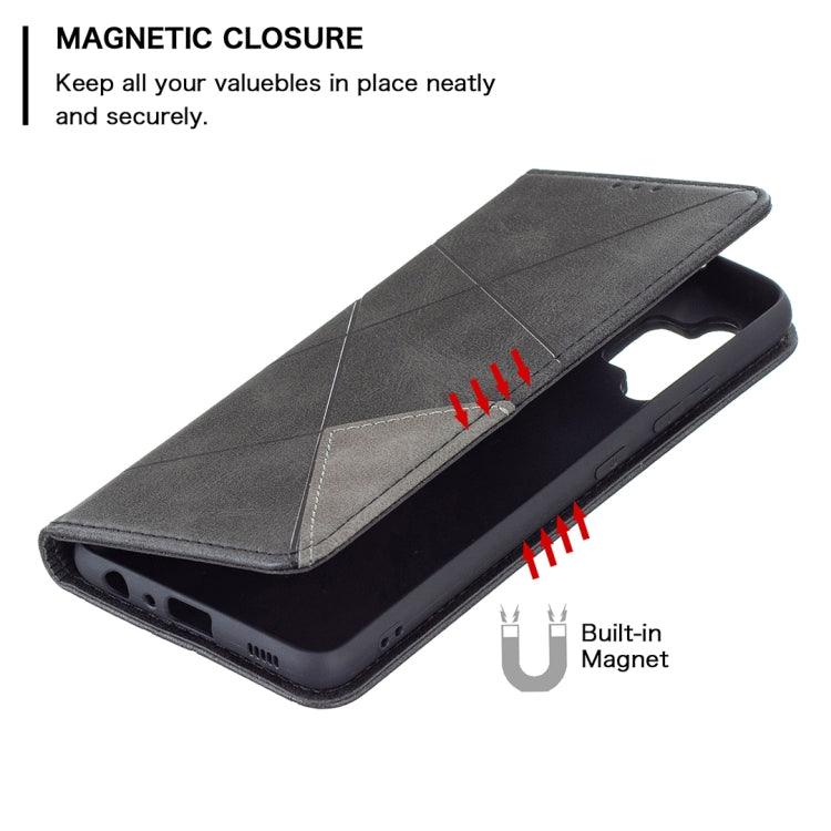 For Samsung Galaxy A32 4G Rhombus Texture Horizontal Flip Magnetic Leather Case with Holder & Card Slots(Black) by buy2fix