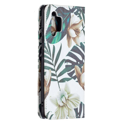 For Samsung Galaxy A32 4G Colored Drawing Pattern Invisible Magnetic Horizontal Flip PU Leather Case with Holder & Card Slots & Wallet(Red Leaves) by buy2fix