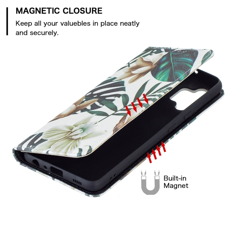 For Samsung Galaxy A32 4G Colored Drawing Pattern Invisible Magnetic Horizontal Flip PU Leather Case with Holder & Card Slots & Wallet(Red Leaves) by buy2fix