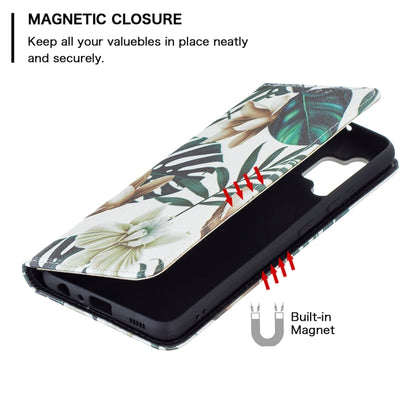 For Samsung Galaxy A32 4G Colored Drawing Pattern Invisible Magnetic Horizontal Flip PU Leather Case with Holder & Card Slots & Wallet(Red Leaves) by buy2fix