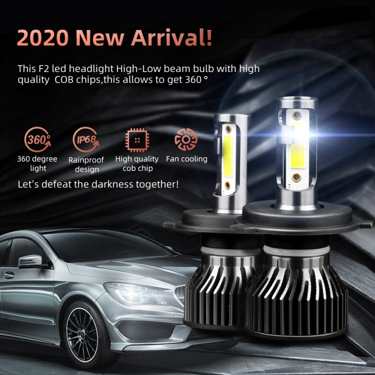 F2 H4 / HB2 / 9003 2 PCS DC9-36V / 25W / 6000K / 2500LM IP68 Waterproof Car LED Headlight(Cold White Light) - In Car by buy2fix | Online Shopping UK | buy2fix