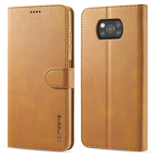 For Xiaomi Poco X3 NFC LC.IMEEKE Calf Texture Horizontal Flip Leather Case with Holder & Card Slots & Wallet(Yellow)