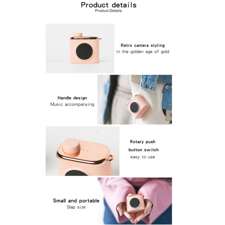 CM-2 3W Camera Shape Mini Single Speaker Bluetooth Speaker with Lanyard(Pink) - Mini Speaker by buy2fix | Online Shopping UK | buy2fix