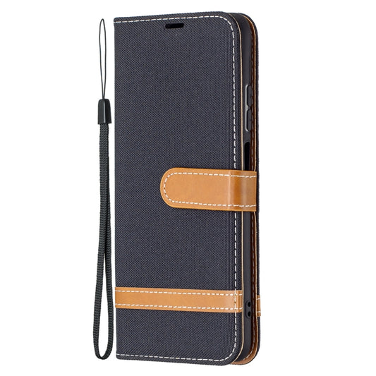 For Xiaomi Redmi Note 10 4G / Note 10S Color Matching Denim Texture Horizontal Flip Leather Case with Holder & Card Slots & Wallet & Lanyard(Black) by buy2fix