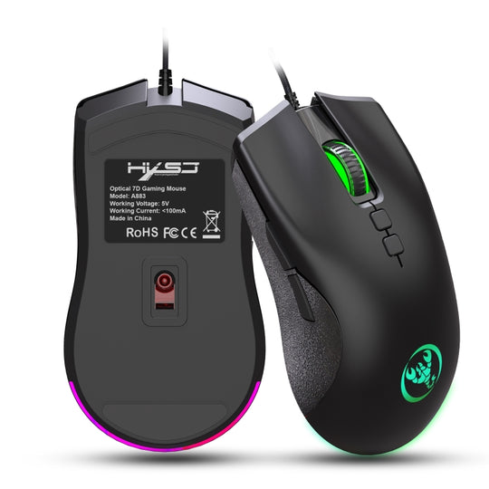 HXSJ A883 7 touches 6400DPI RGB lumière souris filaire de jeu mécanique