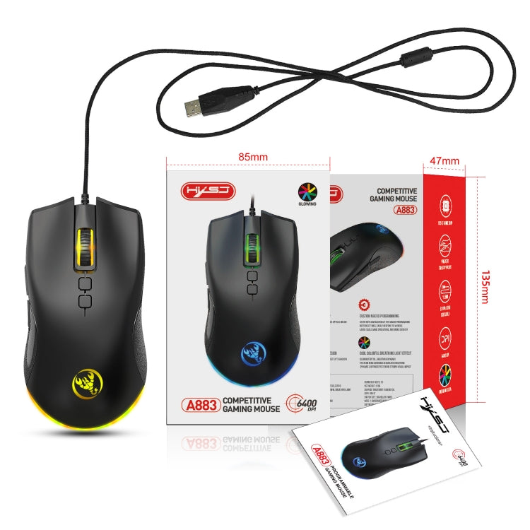 HXSJ A883 7 Keys 6400DPI RGB Light Mechanical Gaming Wired Mouse - Wired Mice by HXSJ | Online Shopping UK | buy2fix