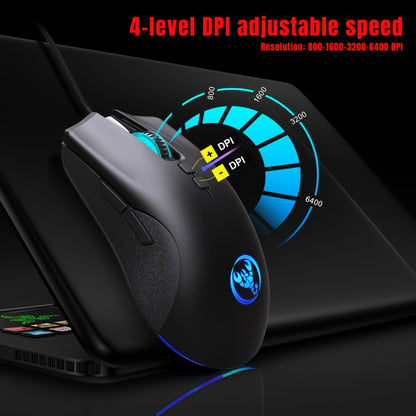 HXSJ A883 7 Keys 6400DPI RGB Light Mechanical Gaming Wired Mouse - Wired Mice by HXSJ | Online Shopping UK | buy2fix