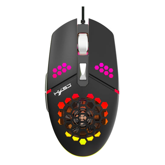 HXSJ J400 6 Keys 8000DPI RGB Light Fan Cooling Gaming Wired Mouse - Wired Mice by HXSJ | Online Shopping UK | buy2fix