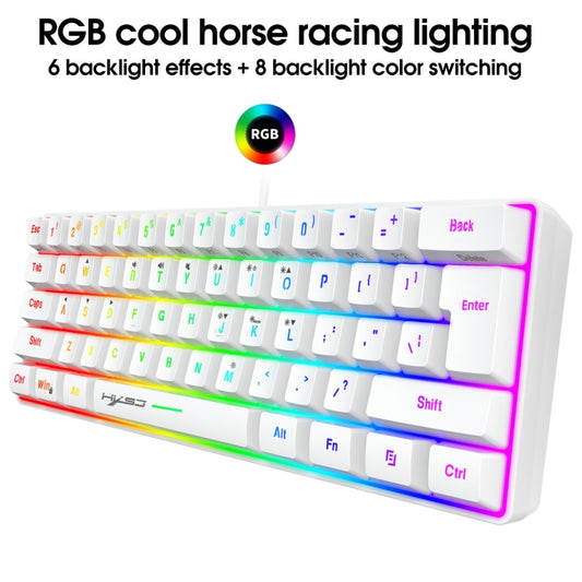 HXSJ V700 61 Keys RGB Lighting Gaming Wired Keyboard (White) by HXSJ