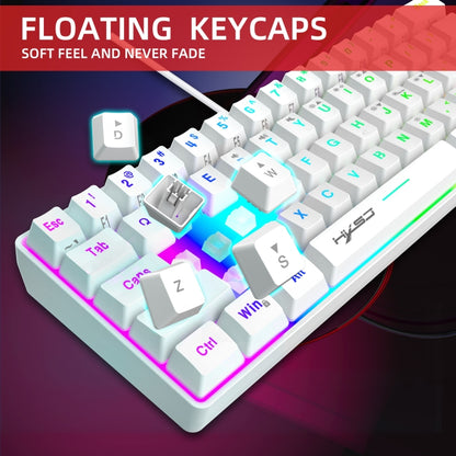 HXSJ V700 61 Keys RGB Lighting Gaming Wired Keyboard (White) -  by HXSJ | Online Shopping UK | buy2fix