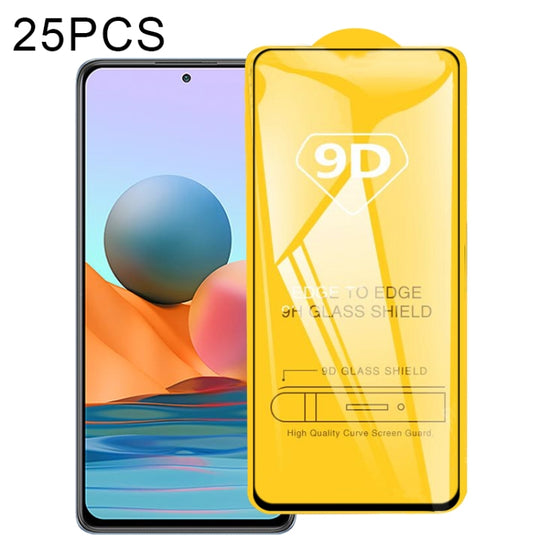 For Xiaomi Redmi Note 10 Pro Max 25 PCS 9D Full Glue Full Screen Tempered Glass Film