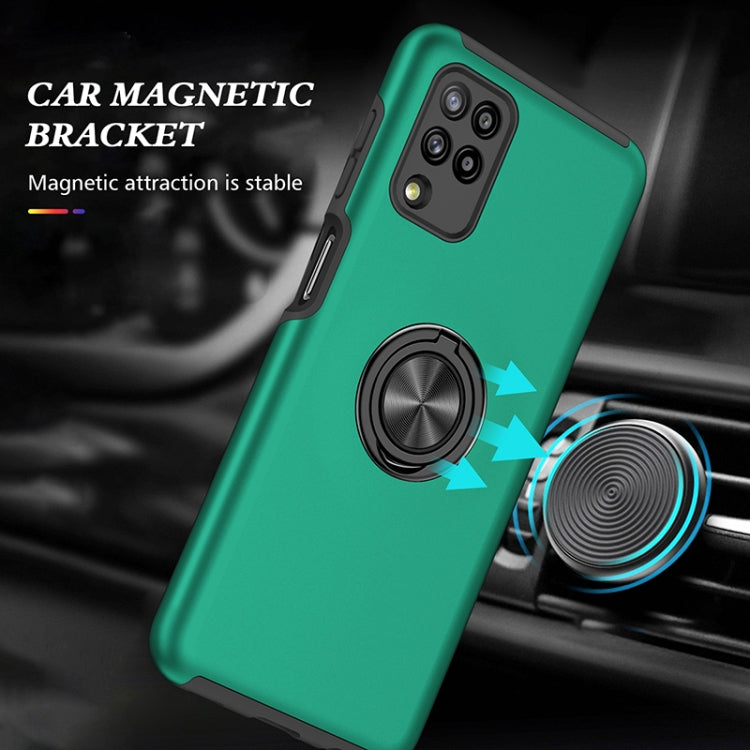 For Samsung Galaxy A12 5G PC + TPU Shockproof Magnetic Protective Case with Invisible Ring Holder(Dark Green) by buy2fix