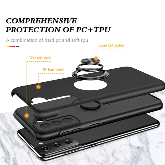 For Samsung Galaxy S21 5G PC + TPU Shockproof Magnetic Protective Case with Invisible Ring Holder(Black) by buy2fix