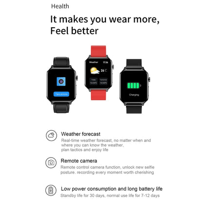 E86 1.7 inch TFT Color Screen IP68 Waterproof Smart Watch, Support Blood Oxygen Monitoring / Body Temperature Monitoring / AI Medical Diagnosis, Style: TPU Strap(Black) - Smart Wear by buy2fix | Online Shopping UK | buy2fix