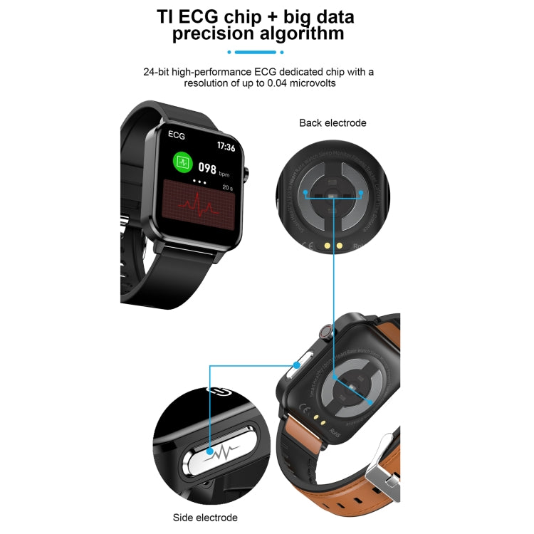 E86 1.7 inch TFT Color Screen IP68 Waterproof Smart Watch, Support Blood Oxygen Monitoring / Body Temperature Monitoring / AI Medical Diagnosis, Style: TPU Strap(Blue) - Smart Wear by buy2fix | Online Shopping UK | buy2fix