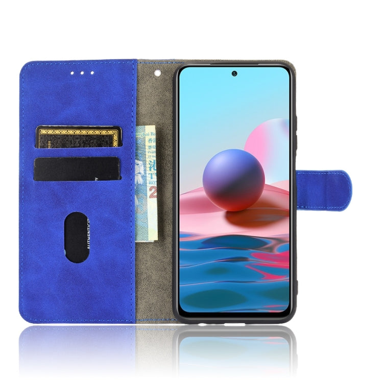 For Xiaomi Redmi Note 10S Solid Color Skin Feel Magnetic Buckle Horizontal Flip Calf Texture PU Leather Case with Holder & Card Slots & Wallet(Blue) by buy2fix