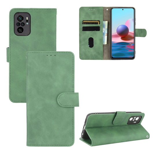 For Xiaomi Redmi Note 10S Solid Color Skin Feel Magnetic Buckle Horizontal Flip Calf Texture PU Leather Case with Holder & Card Slots & Wallet(Green) by buy2fix