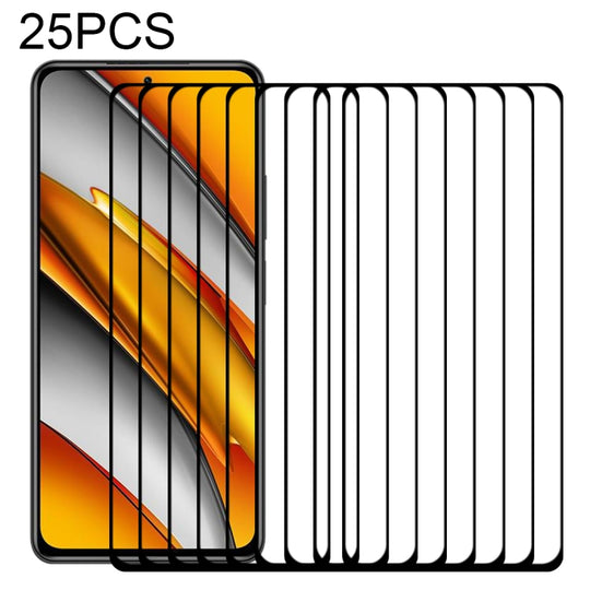 For Xiaomi Poco F3 25 PCS Full Glue Full Screen Tempered Glass Film