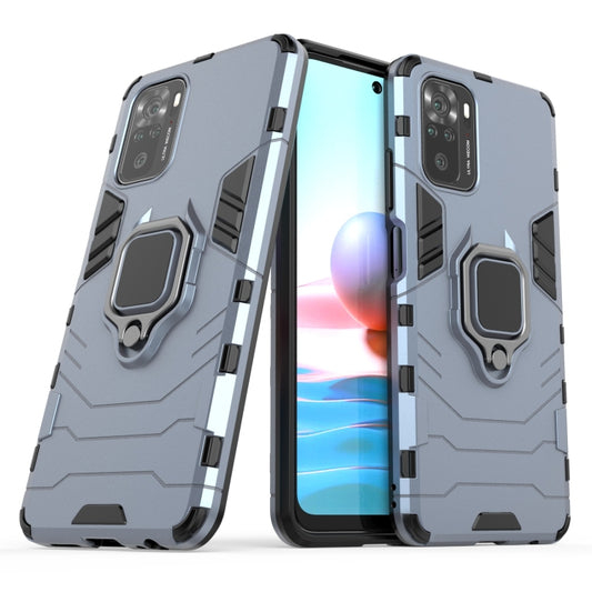 For Xiaomi Redmi Note 10 4G Shockproof PC + TPU Protective Case with Magnetic Ring Holder(Navy Blue) by buy2fix