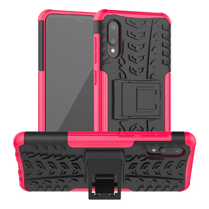 For Samsung Galaxy A02(EU Version) Tire Texture Shockproof TPU+PC Protective Case with Holder(Pink) by buy2fix