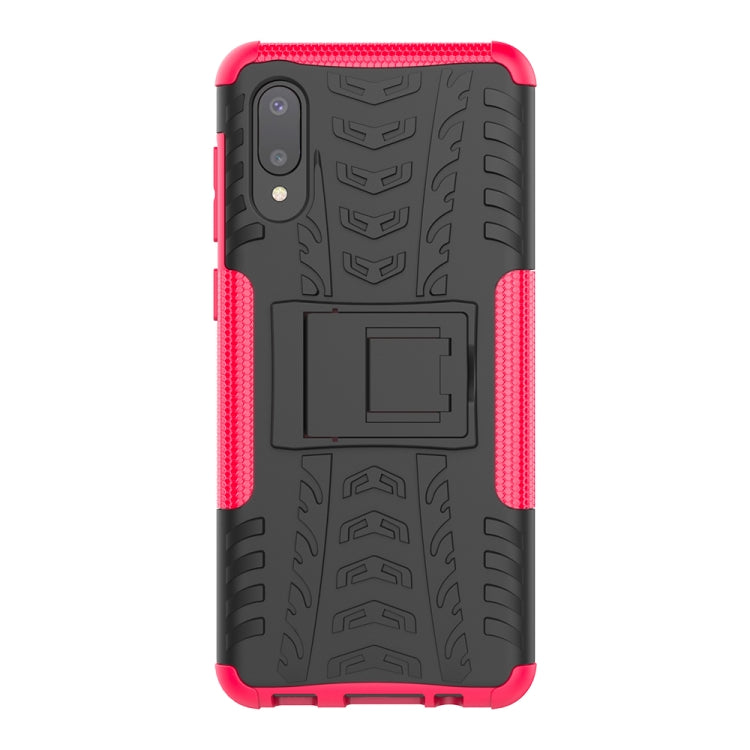For Samsung Galaxy A02(EU Version) Tire Texture Shockproof TPU+PC Protective Case with Holder(Pink) by buy2fix