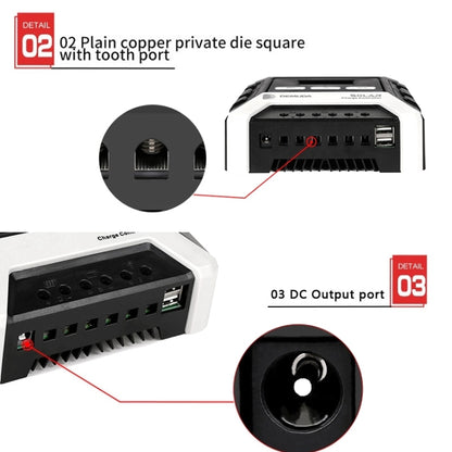 MPPT Solar Controller 12V / 24V / 48V Automatic Identification Charging Controller with Dual USB Output, Model:20A - Consumer Electronics by buy2fix | Online Shopping UK | buy2fix