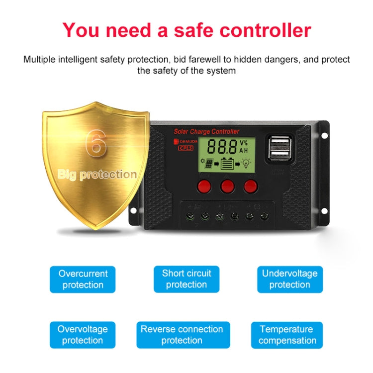 PWM Solar Controller 12V / 24V Lithium Battery Charging Photovoltaic Panel Charging Street Light Controller with Dual USB Output, Model:CPLS-30A - Consumer Electronics by buy2fix | Online Shopping UK | buy2fix