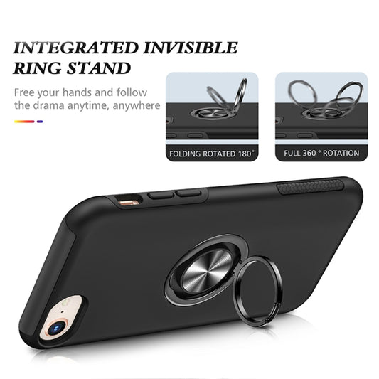 For iPhone SE 2022 / SE 2020 / 8 / 7 Magnetic Ring Kickstand Shockproof Phone Case(Black) by buy2fix