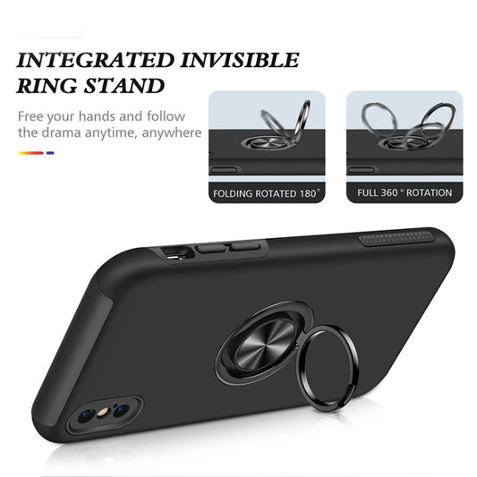 For iPhone XS Max Magnetic Ring Kickstand Shockproof Phone Case(Black) by buy2fix
