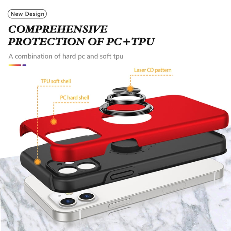 For iPhone 12 mini Magnetic Ring Kickstand Shockproof Phone Case (Red) by buy2fix