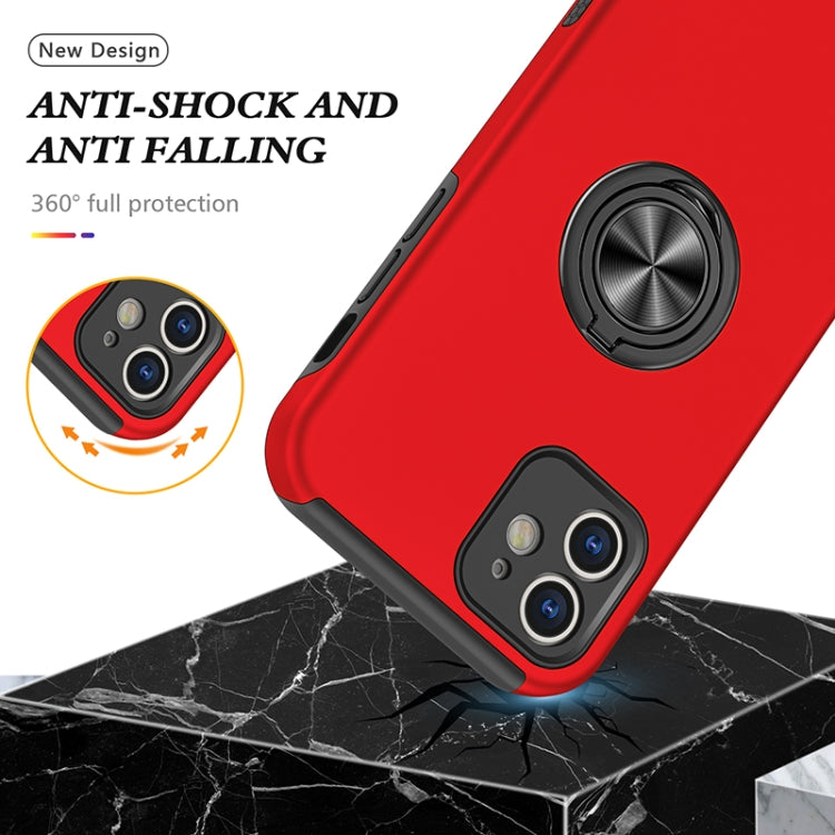 For iPhone 12 mini Magnetic Ring Kickstand Shockproof Phone Case (Red) by buy2fix