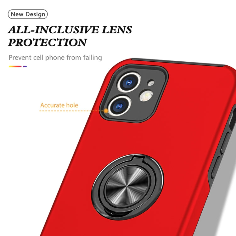 For iPhone 12 mini Magnetic Ring Kickstand Shockproof Phone Case (Red) by buy2fix