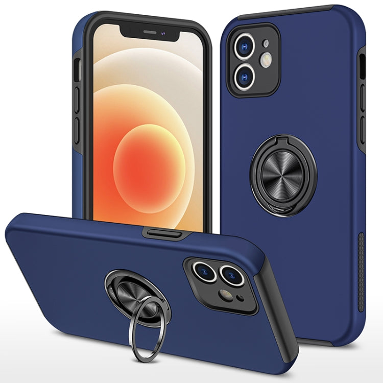 For iPhone 12 mini Magnetic Ring Kickstand Shockproof Phone Case (Blue) by buy2fix
