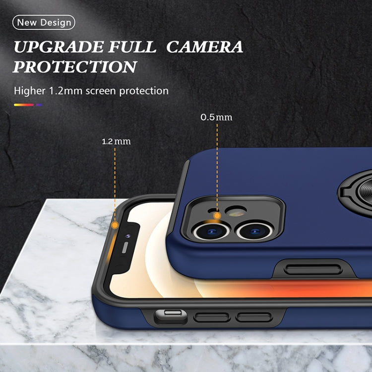 For iPhone 12 mini Magnetic Ring Kickstand Shockproof Phone Case (Blue) by buy2fix