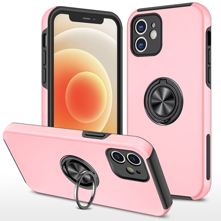For iPhone 12 mini Magnetic Ring Kickstand Shockproof Phone Case (Rose Gold) by buy2fix
