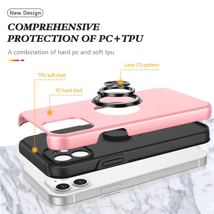 For iPhone 12 mini Magnetic Ring Kickstand Shockproof Phone Case (Rose Gold) by buy2fix