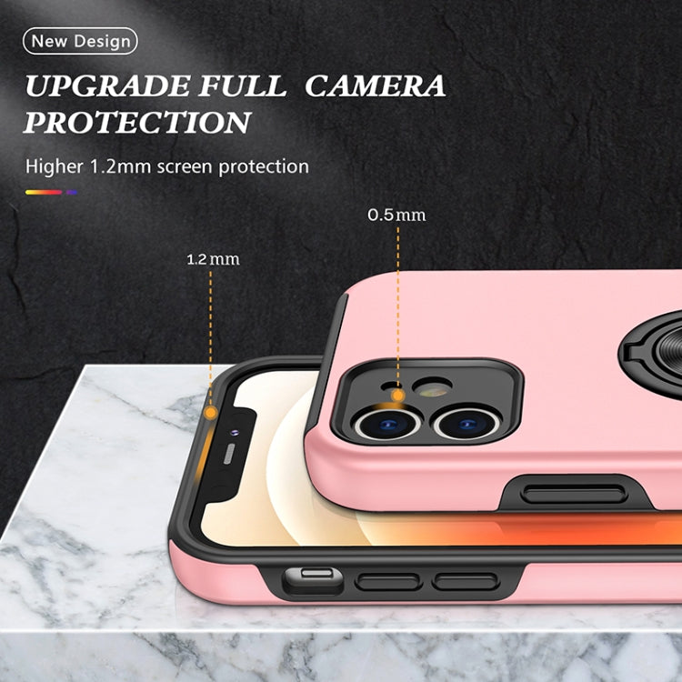 For iPhone 12 mini Magnetic Ring Kickstand Shockproof Phone Case (Rose Gold) by buy2fix