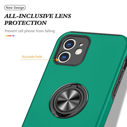 For iPhone 12 mini Magnetic Ring Kickstand Shockproof Phone Case (Dark Green) by buy2fix