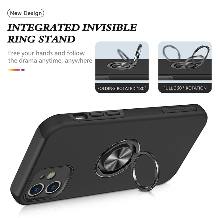 For iPhone 12 Magnetic Ring Kickstand Shockproof Phone Case(Black) by buy2fix