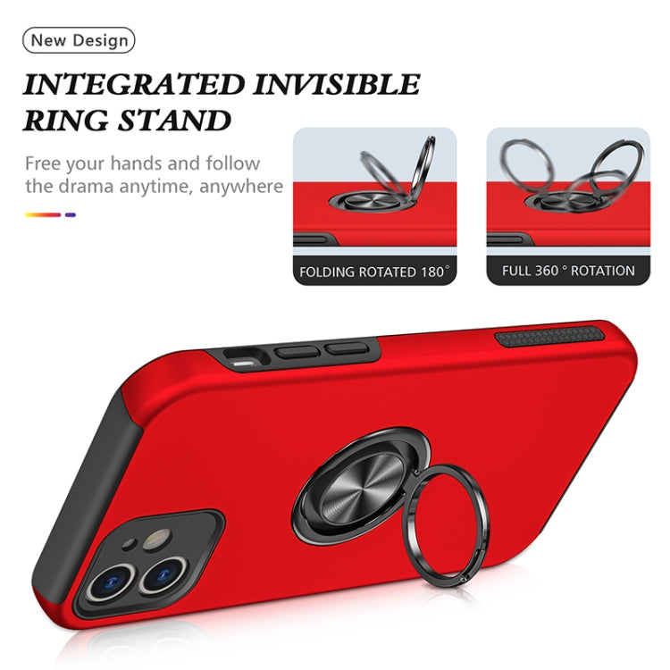 For iPhone 12 Magnetic Ring Kickstand Shockproof Phone Case(Red) by buy2fix