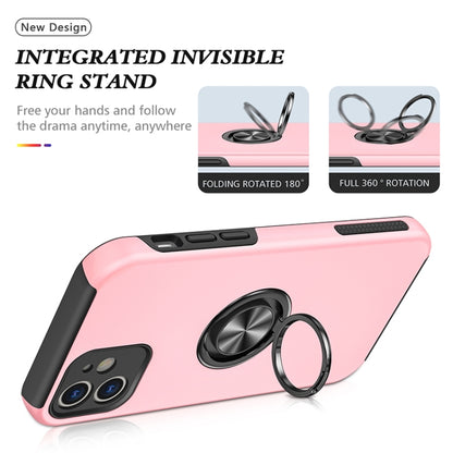 For iPhone 12 Magnetic Ring Kickstand Shockproof Phone Case(Rose Gold) by buy2fix