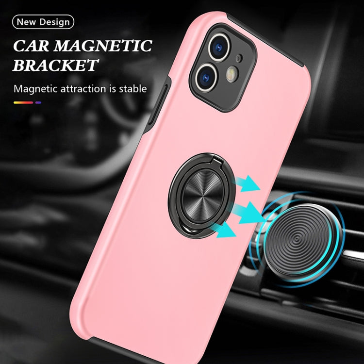 For iPhone 12 Magnetic Ring Kickstand Shockproof Phone Case(Rose Gold) by buy2fix