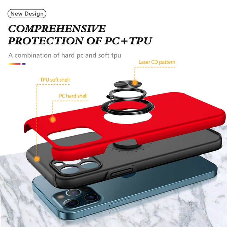 For iPhone 12 Pro Magnetic Ring Kickstand Shockproof Phone Case(Red) by buy2fix