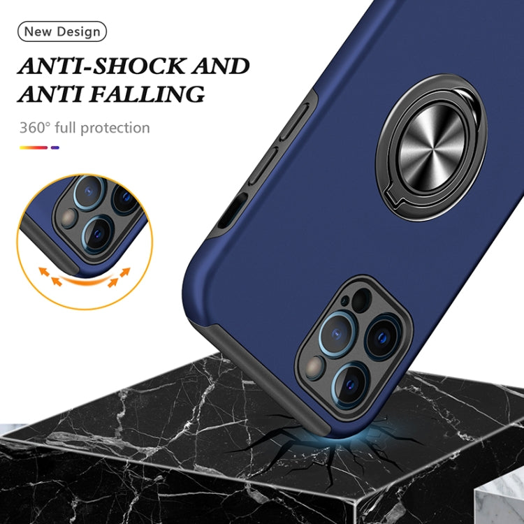 For iPhone 12 Pro Magnetic Ring Kickstand Shockproof Phone Case(Blue) by buy2fix