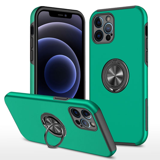 For iPhone 12 Pro Magnetic Ring Kickstand Shockproof Phone Case(Dark Green) by buy2fix