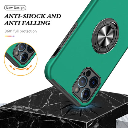 For iPhone 12 Pro Magnetic Ring Kickstand Shockproof Phone Case(Dark Green) by buy2fix