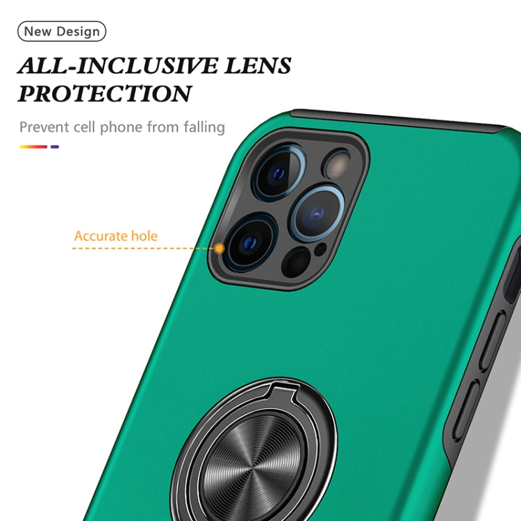 For iPhone 12 Pro Magnetic Ring Kickstand Shockproof Phone Case(Dark Green) by buy2fix